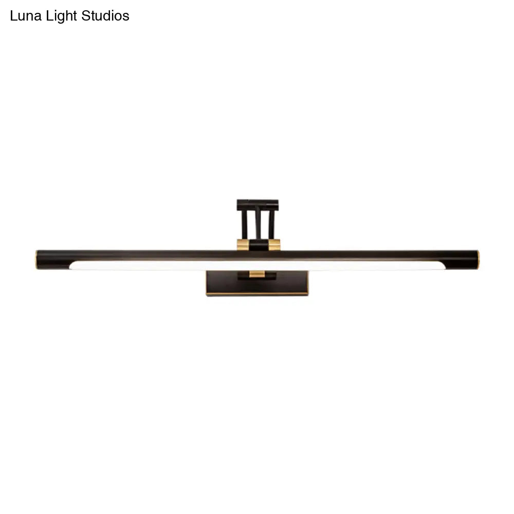 Modern Metallic Led Vanity Wall Sconce In Black/Gold With Foldable Arm