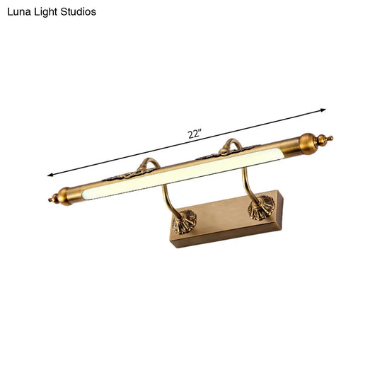 Modern Metallic Linear Vanity Light - Led Brass Wall Sconce Lighting For Bathroom (18/21.5 Wide)