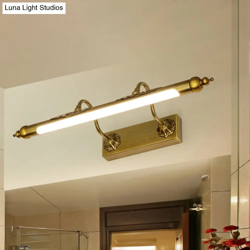 Modern Metallic Linear Vanity Light - Led Brass Wall Sconce Lighting For Bathroom (18/21.5 Wide)