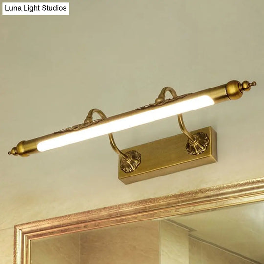 Modern Metallic Linear Vanity Light - Led Brass Wall Sconce Lighting For Bathroom (18/21.5 Wide)