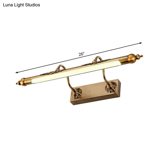 Modern Metallic Linear Vanity Light - Led Brass Wall Sconce Lighting For Bathroom (18/21.5 Wide)