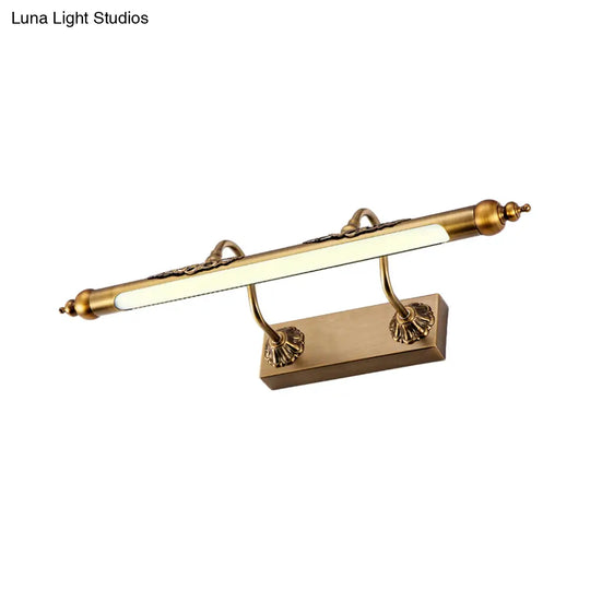 Modern Metallic Linear Vanity Light - Led Brass Wall Sconce Lighting For Bathroom (18/21.5 Wide)