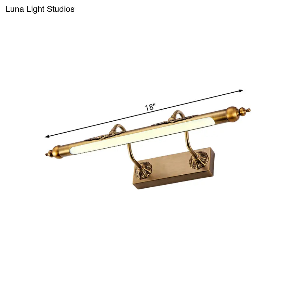 Modern Metallic Linear Vanity Light - Led Brass Wall Sconce Lighting For Bathroom (18/21.5 Wide)