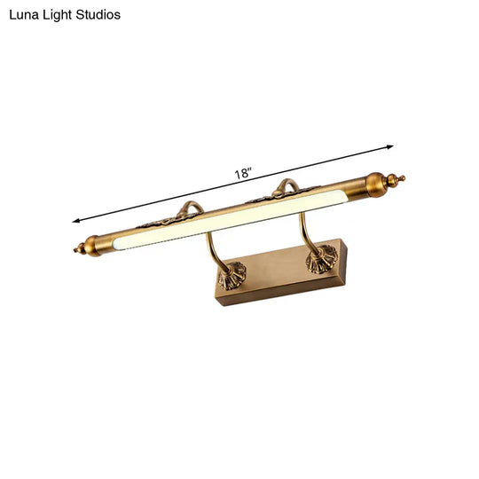 Modern Metallic Linear Vanity Light - Led Brass Wall Sconce Lighting For Bathroom (18/21.5 Wide)