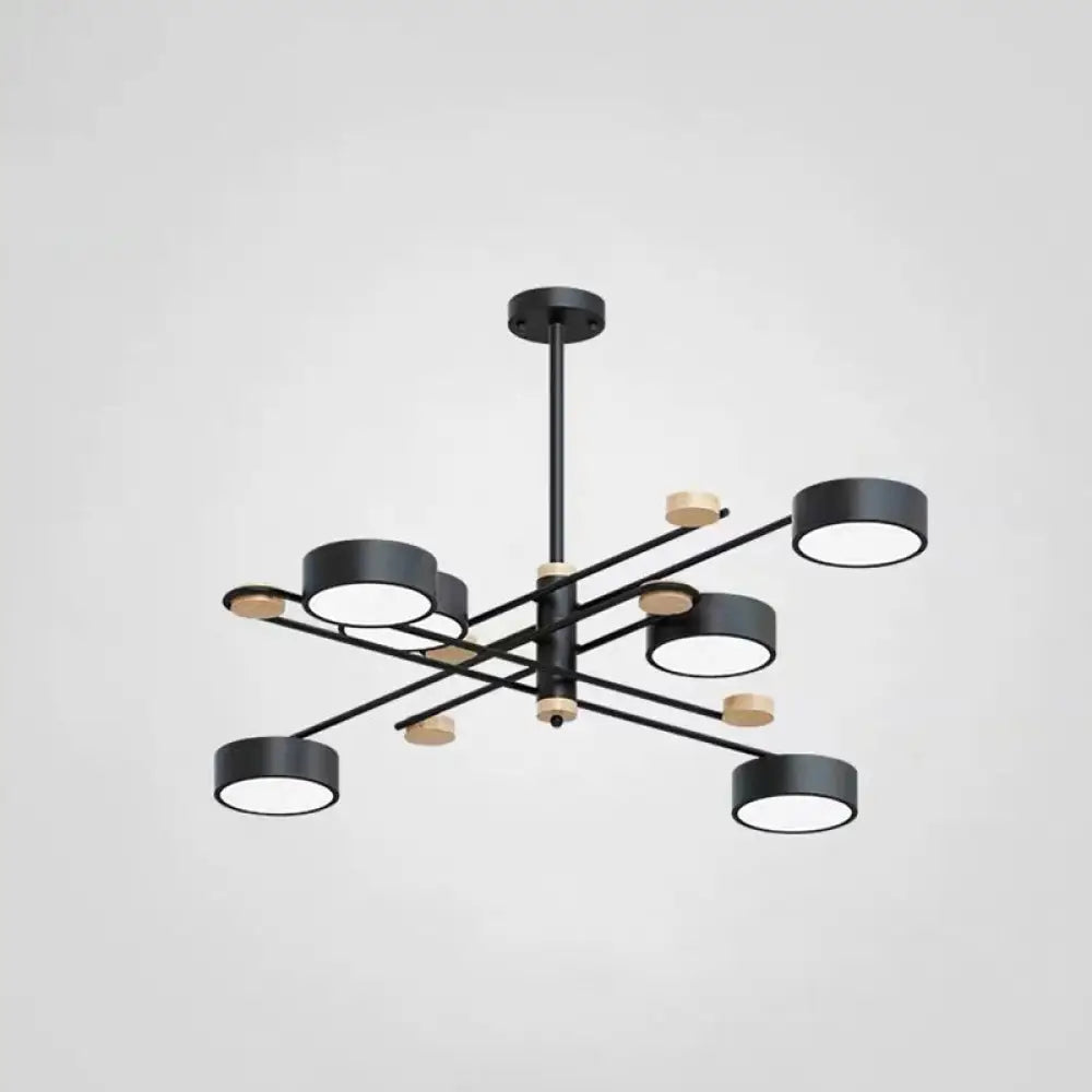 Modern Metallic Pendant Light With Layered Branching Chandelier Design For Living Room 6 / Black