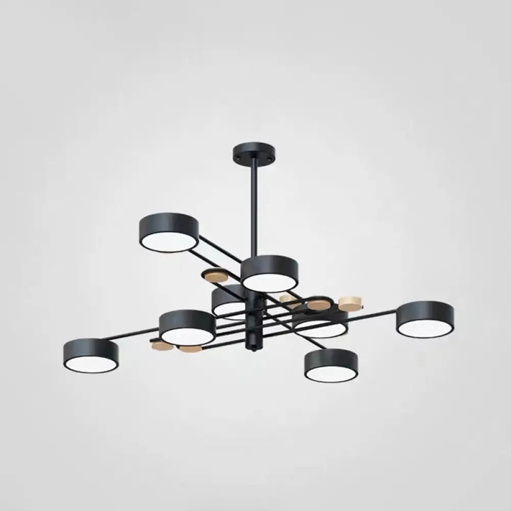 Modern Metallic Pendant Light With Layered Branching Chandelier Design For Living Room 8 / Black