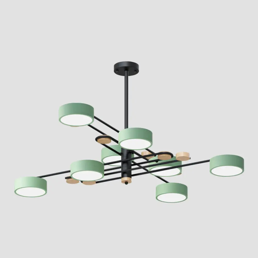 Modern Metallic Pendant Light With Layered Branching Chandelier Design For Living Room 8 / Green