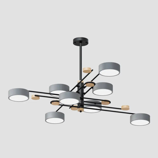 Modern Metallic Pendant Light With Layered Branching Chandelier Design For Living Room 8 / Grey