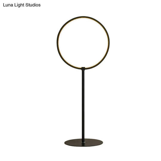 Modern Metallic Ring Led Desk Lamp In Black For Bedroom