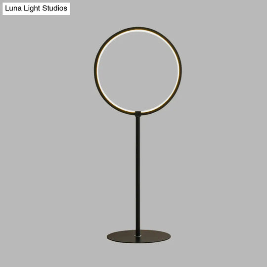 Modern Metallic Ring Led Desk Lamp In Black For Bedroom