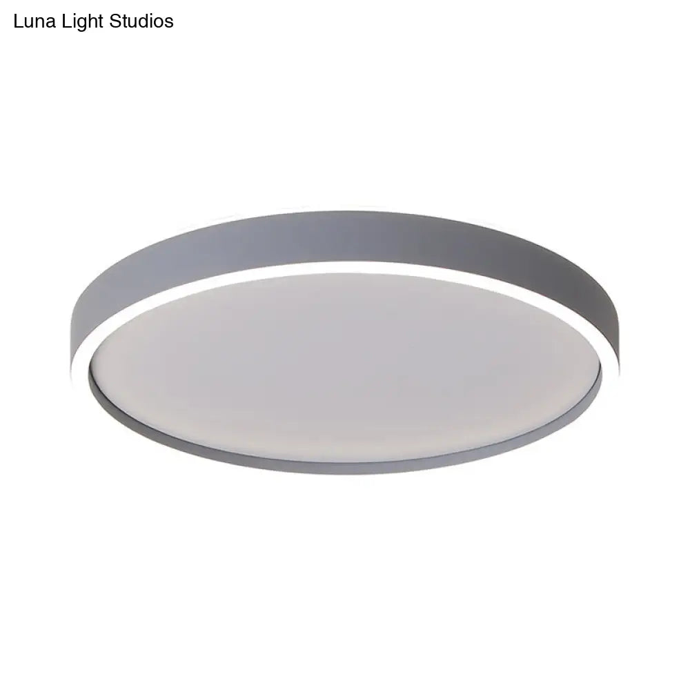 Modern Metallic Round Led Flushmount Ceiling Light White/Warm 16/19.5 Dia