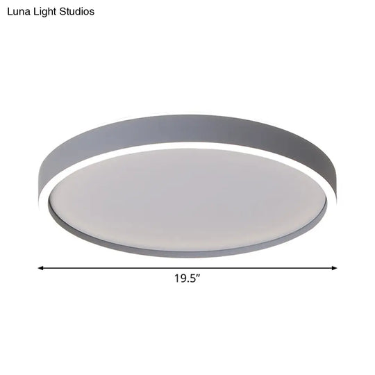 Modern Metallic Round Led Flushmount Ceiling Light White/Warm 16’/19.5’ Dia