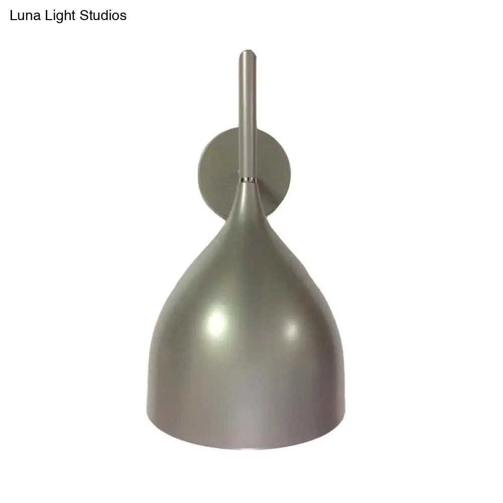 Modern Metallic Sconce Light Fixture With Funnel Shade - Silver/Black