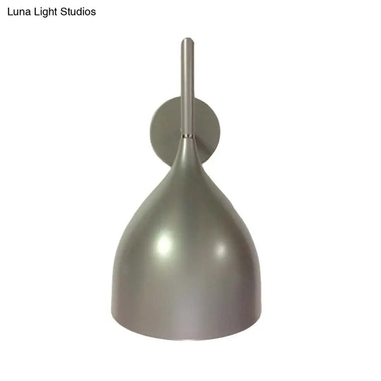 Modern Metallic Sconce Light Fixture With Funnel Shade - Silver/Black