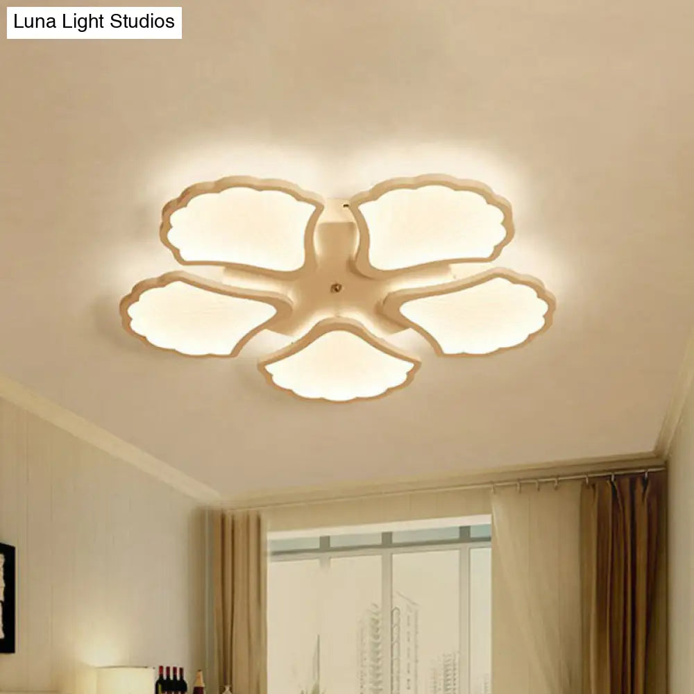 Modern Metallic Semi Flush Led Ceiling Light For Living Room In White 5 / Warm