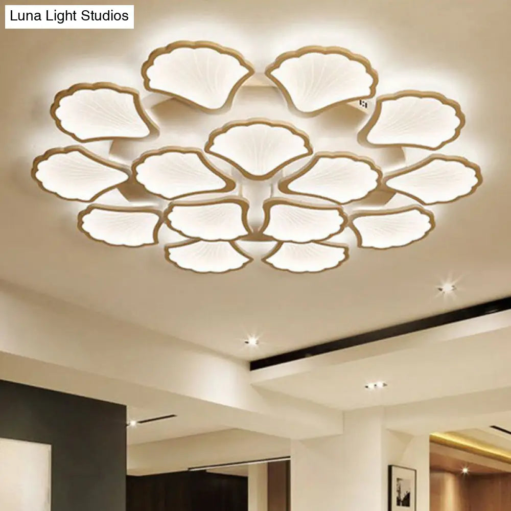 Modern Metallic Semi Flush Led Ceiling Light For Living Room In White 15 / Warm