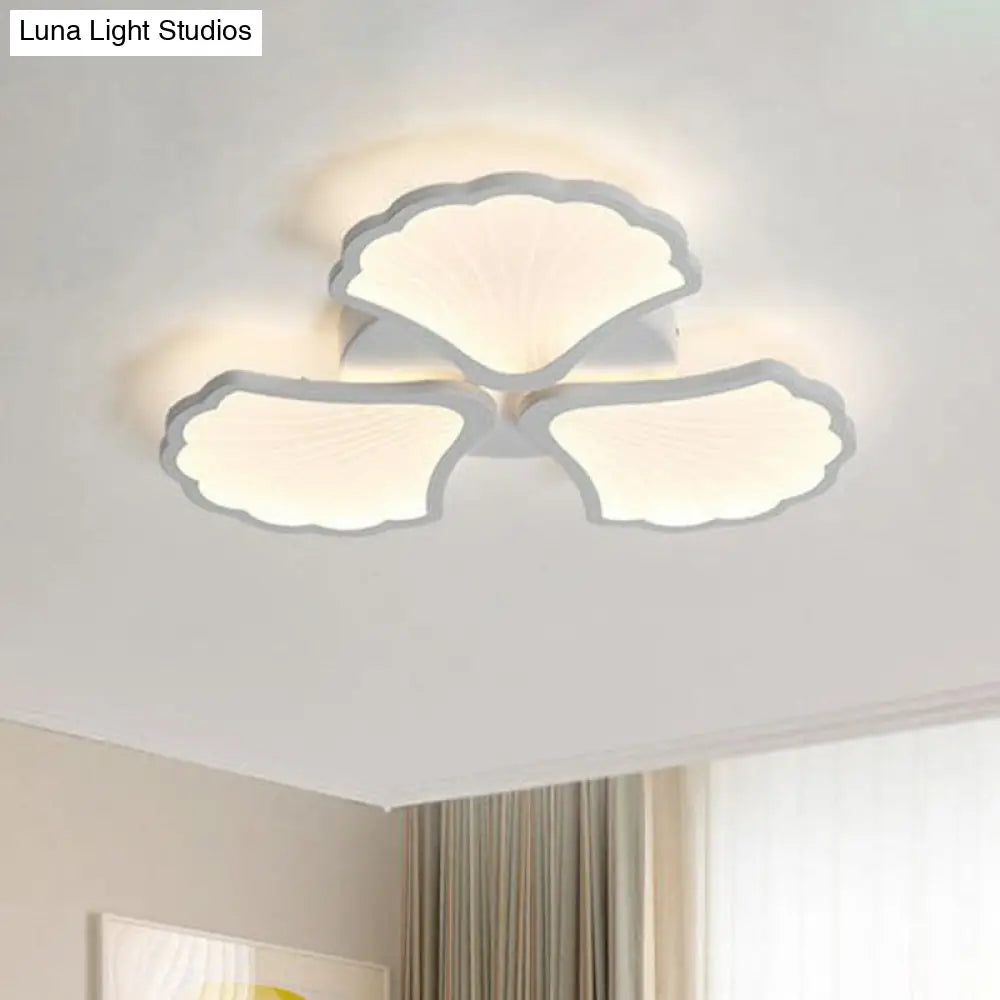 Modern Metallic Semi Flush Led Ceiling Light For Living Room In White 3 / Warm