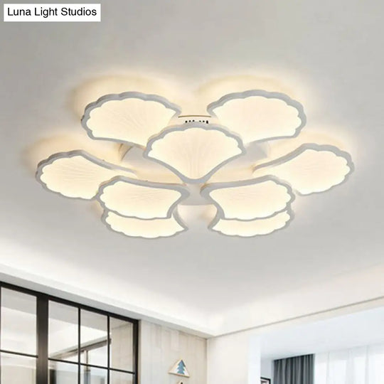 Modern Metallic Semi Flush Led Ceiling Light For Living Room In White 9 / Warm