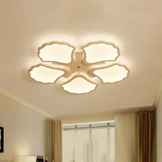 Modern Metallic Semi Flush Led Ceiling Light For Living Room In White 5 / Warm
