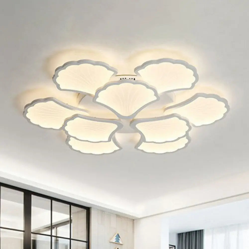 Modern Metallic Semi Flush Led Ceiling Light For Living Room In White 9 / Warm
