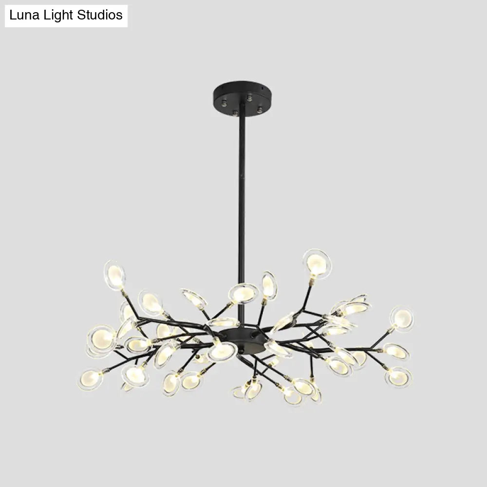 Simple Metallic Starburst Led Chandelier - Elegant Living Room Lighting 45 / Black C