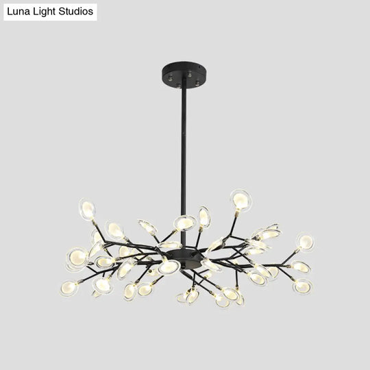 Simple Metallic Starburst Led Chandelier - Elegant Living Room Lighting 45 / Black C