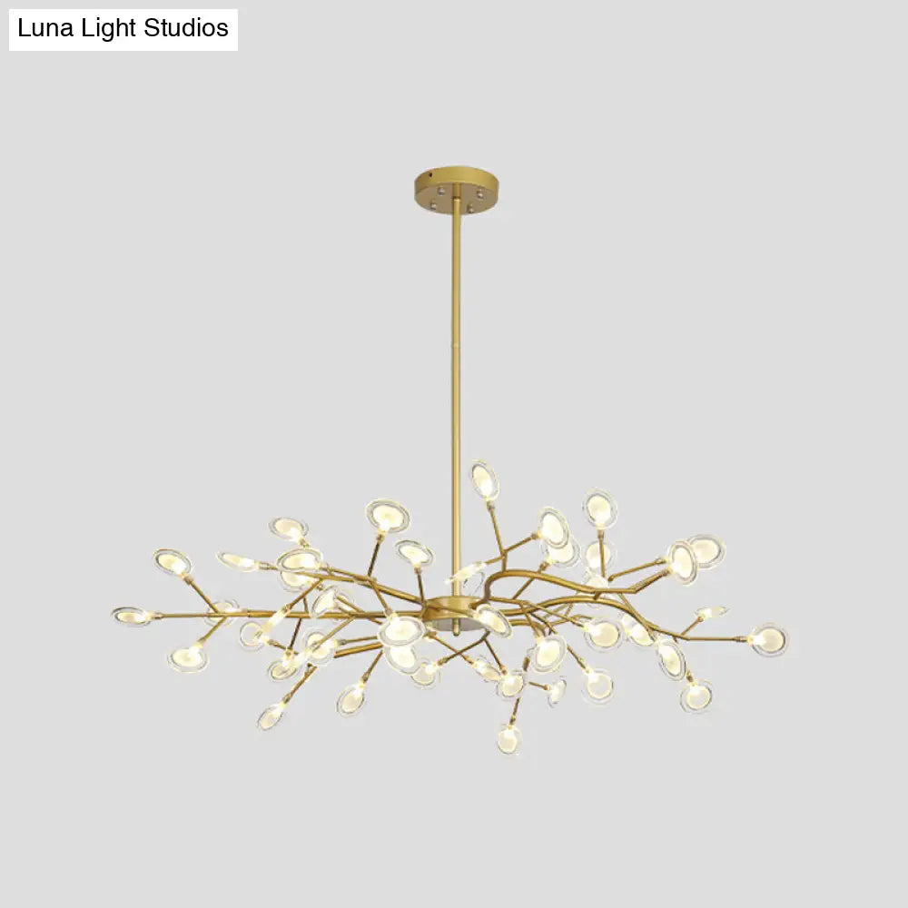 Simple Metallic Starburst Led Chandelier - Elegant Living Room Lighting