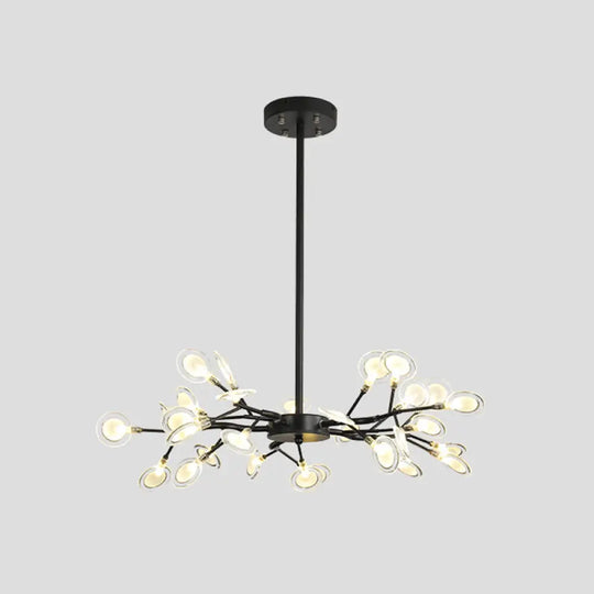 Modern Metallic Starburst Chandelier Led Pendant Light For Living Room 30 / Black C