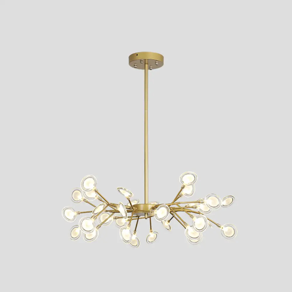 Modern Metallic Starburst Chandelier Led Pendant Light For Living Room 30 / Gold C