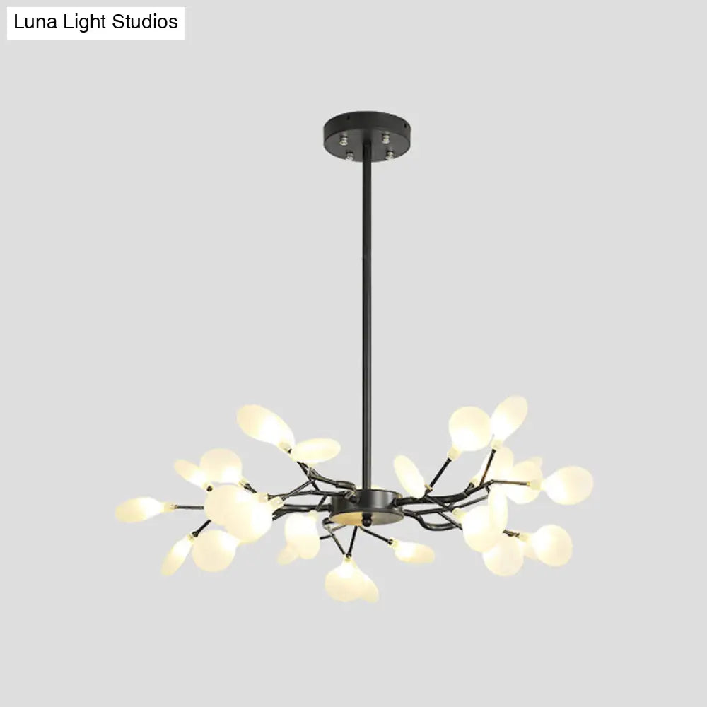 Simple Metallic Starburst Led Chandelier - Elegant Living Room Lighting 30 / Black A