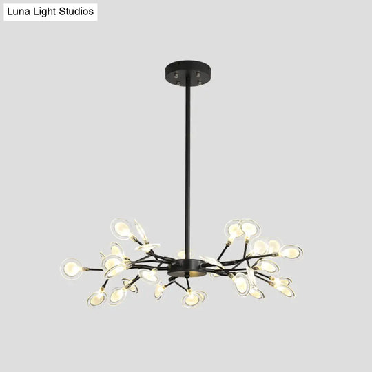 Simple Metallic Starburst Led Chandelier - Elegant Living Room Lighting 30 / Black C