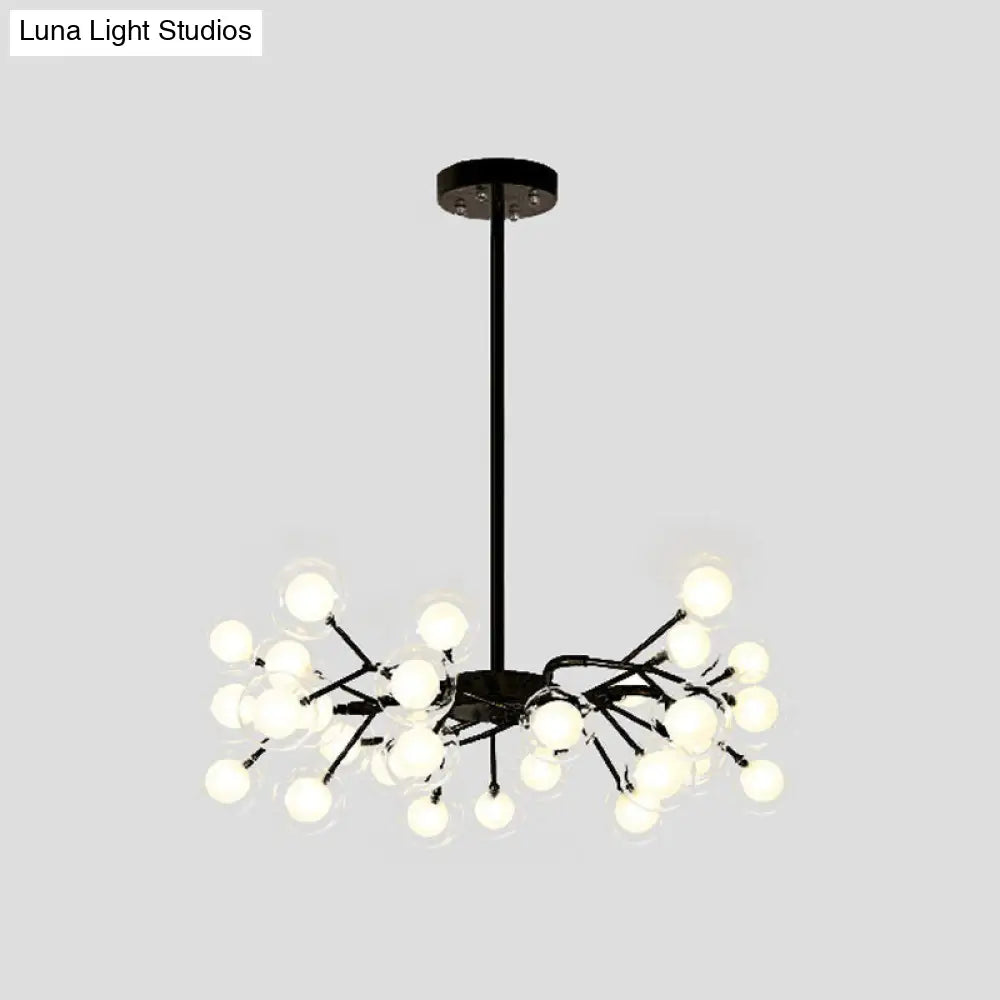 Simple Metallic Starburst Led Chandelier - Elegant Living Room Lighting 30 / Black B