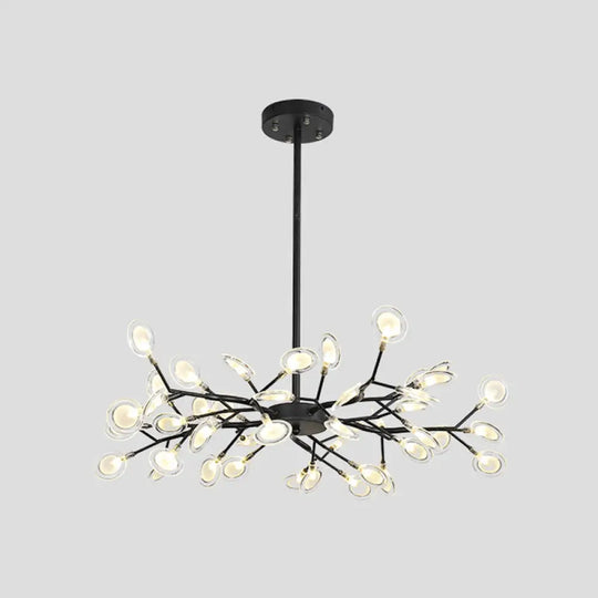 Modern Metallic Starburst Chandelier Led Pendant Light For Living Room 45 / Black C