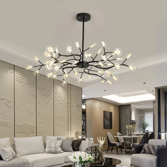 Modern Metallic Starburst Chandelier Led Pendant Light For Living Room 54 / Gold C