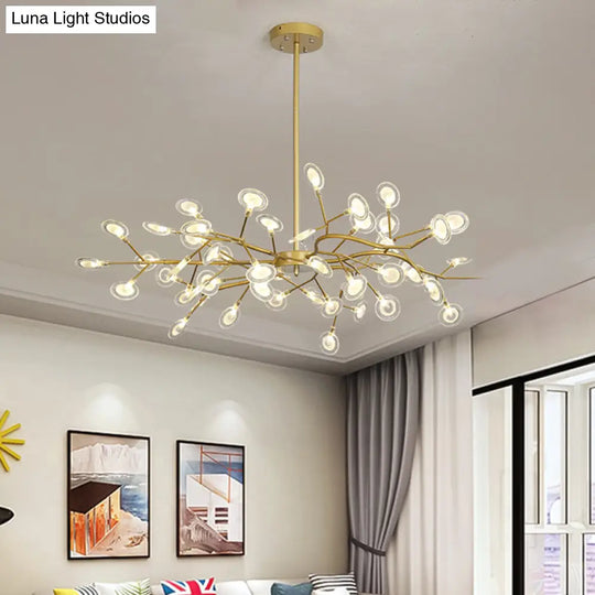 Modern Metallic Starburst Chandelier Led Pendant Light For Living Room