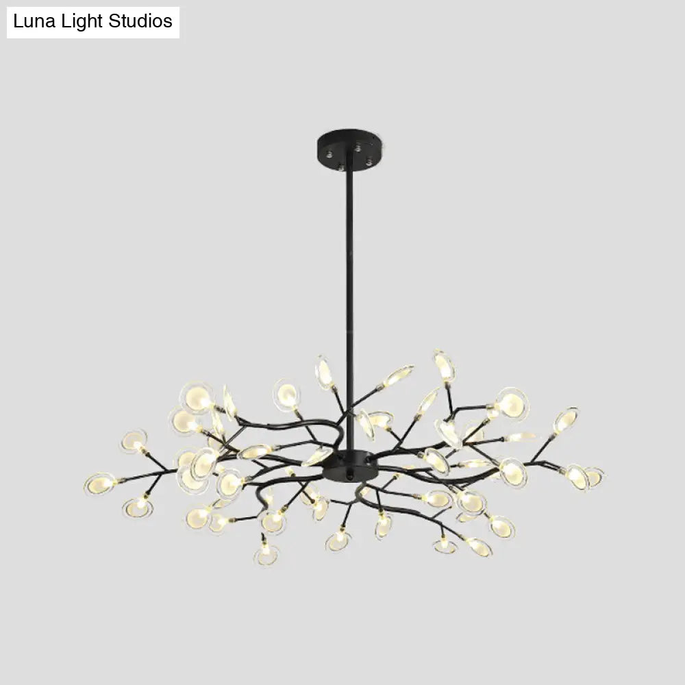 Simple Metallic Starburst Led Chandelier - Elegant Living Room Lighting 54 / Black C