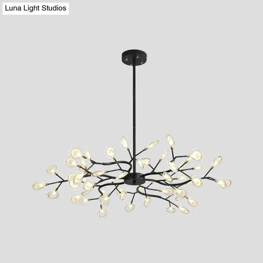 Simple Metallic Starburst Led Chandelier - Elegant Living Room Lighting 54 / Black C