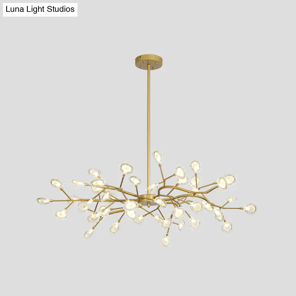 Modern Metallic Starburst Chandelier Led Pendant Light For Living Room