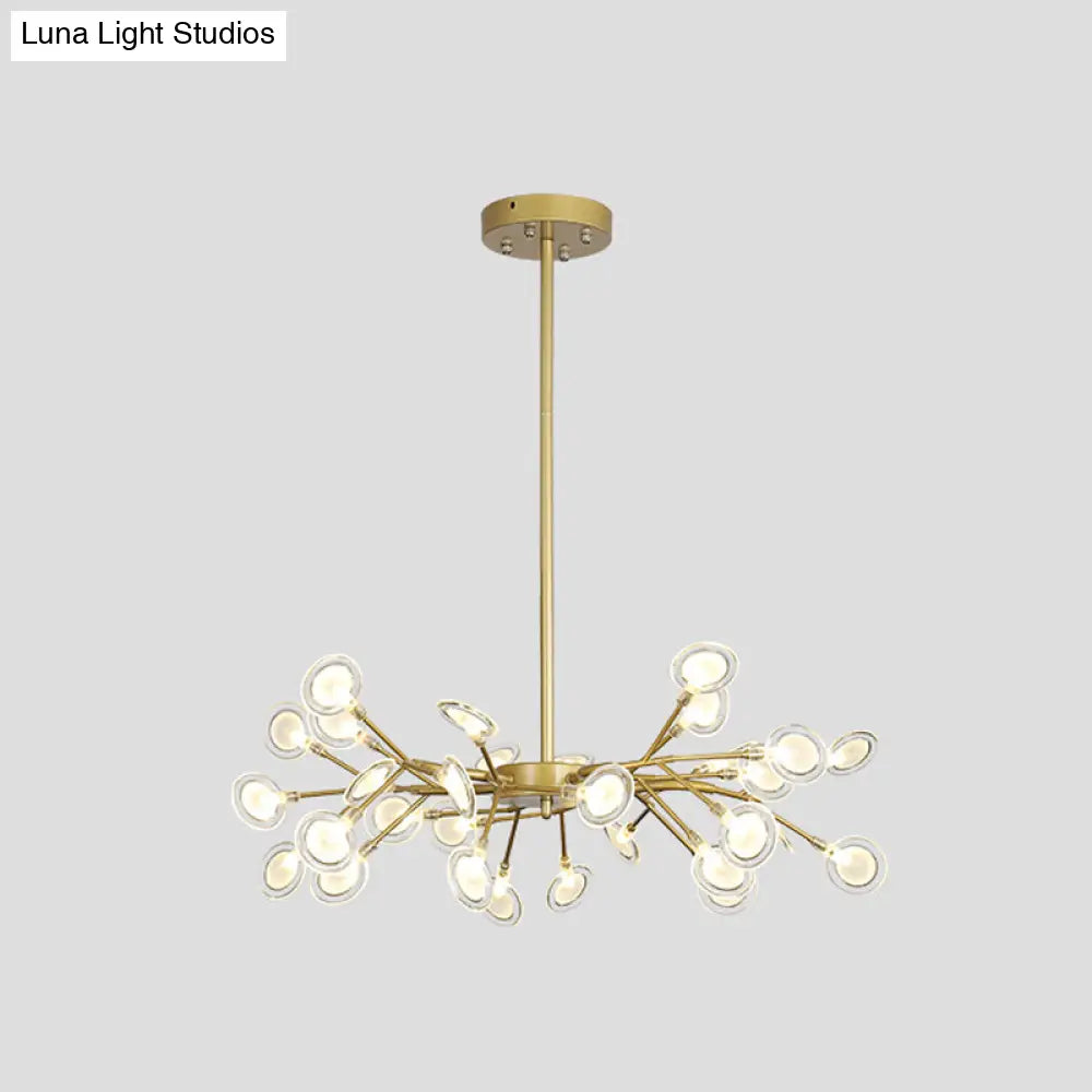 Simple Metallic Starburst Led Chandelier - Elegant Living Room Lighting 30 / Gold C