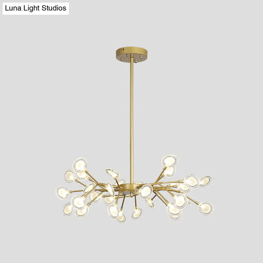 Simple Metallic Starburst Led Chandelier - Elegant Living Room Lighting 30 / Gold C