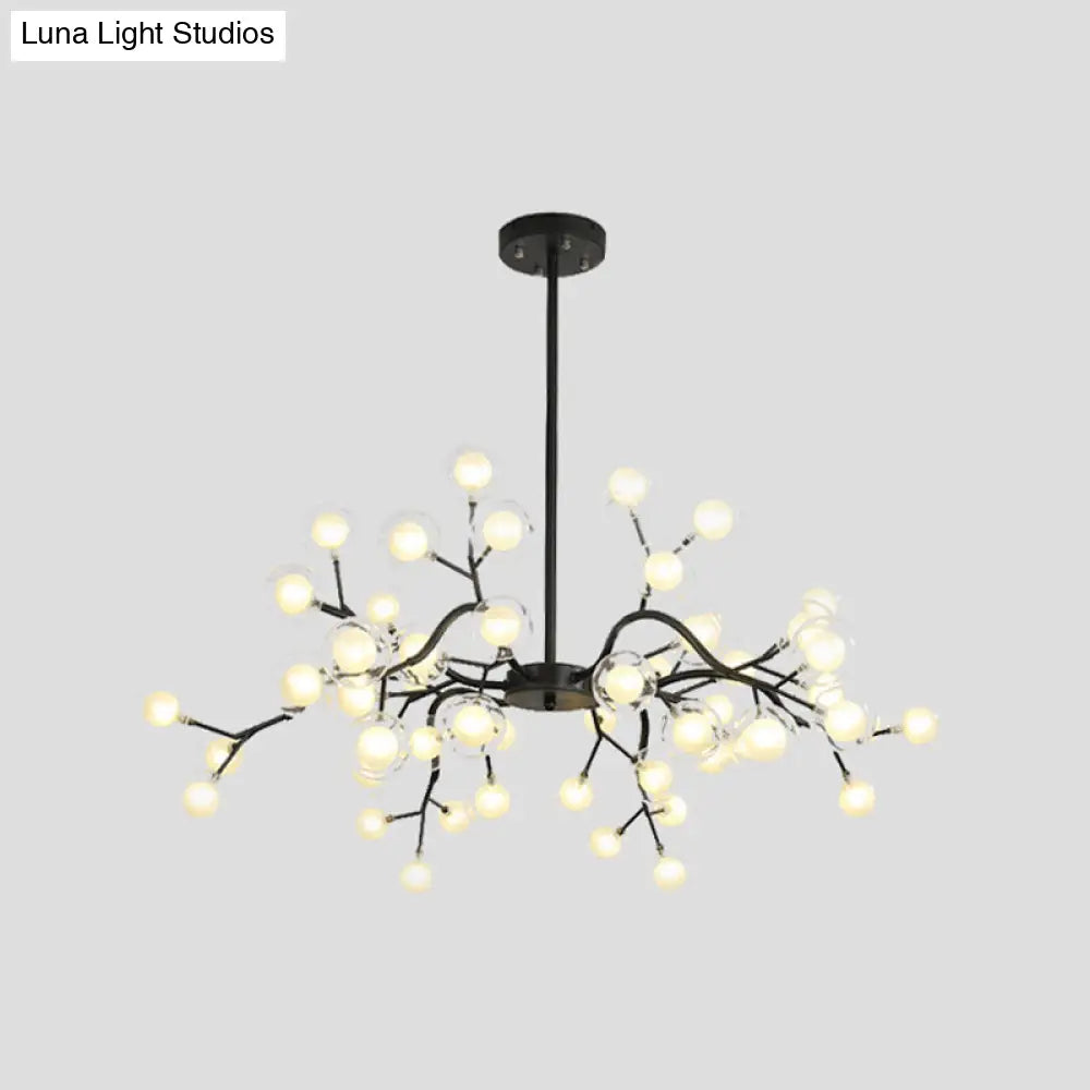 Simple Metallic Starburst Led Chandelier - Elegant Living Room Lighting 54 / Black B