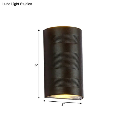 Modern Metallic Wall Lamp - 2-Head Black Half-Cylinder With Warm/White Lighting