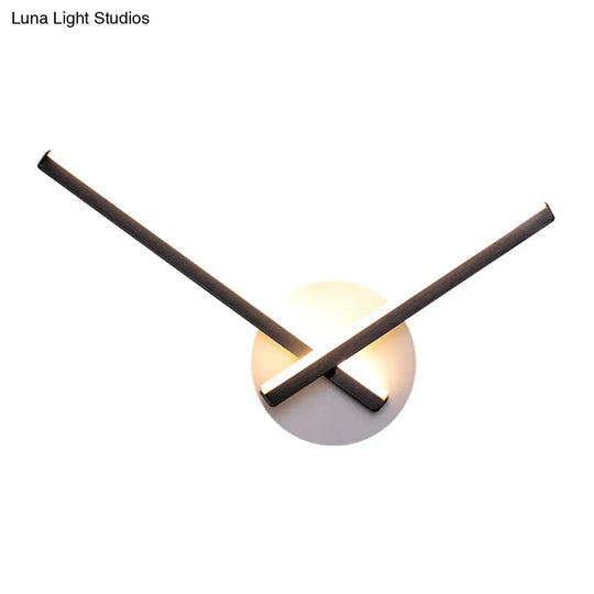 Modern Metallic Wall Sconce With Overlapping Lines - Simplicity Black/White Led Fixture Warm/White