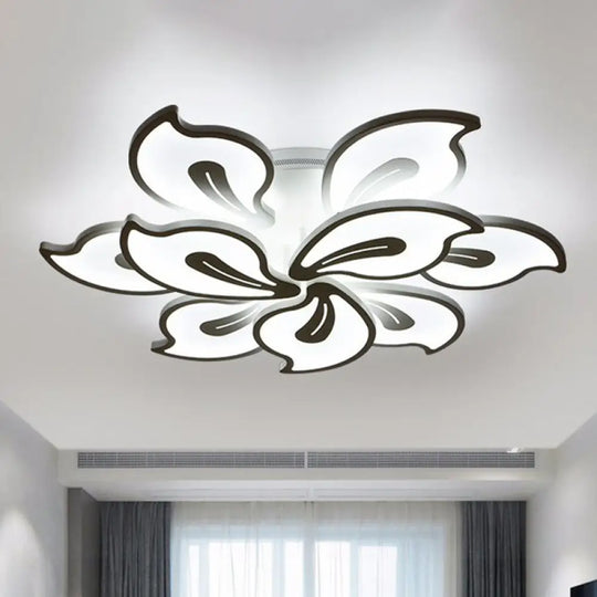 Modern Metallic White Led Semi Flush Mount Ceiling Light Fixture - Blossom Style 9 /