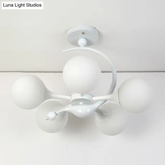 Modern Milk Glass Dining Room Ceiling Light - Spherical Semi Flush Mount Fixture