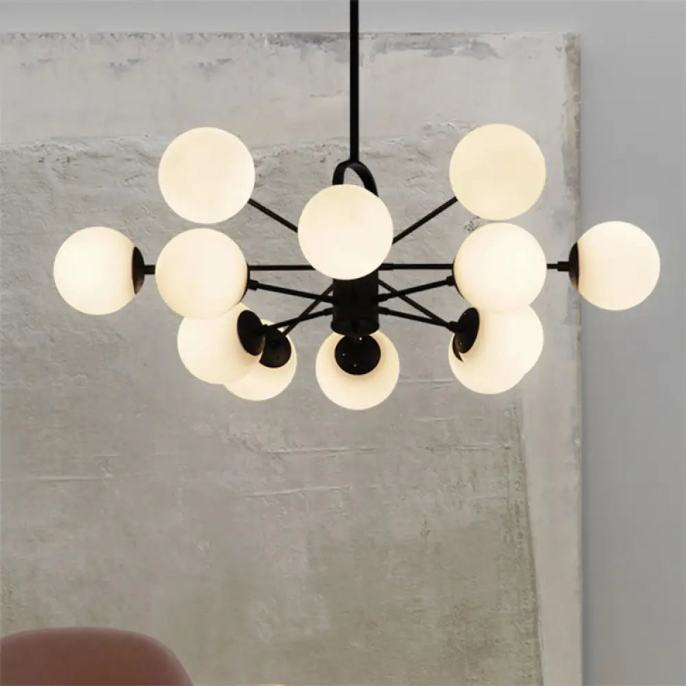 Modern Milk Glass Dining Table Chandelier - Bubble Shade White 12 /