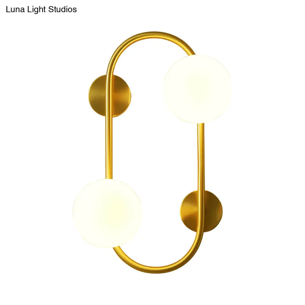 Modern Milk Glass Led Wall Mount Lamp With Brass Finish - Ideal For Bedroom Lighting