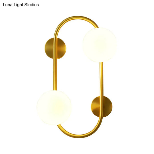 Modern Milk Glass Led Wall Mount Lamp With Brass Finish - Ideal For Bedroom Lighting