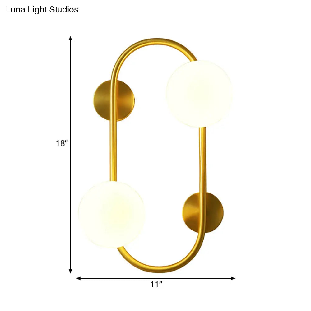 Modern Milk Glass Led Wall Mount Lamp With Brass Finish - Ideal For Bedroom Lighting