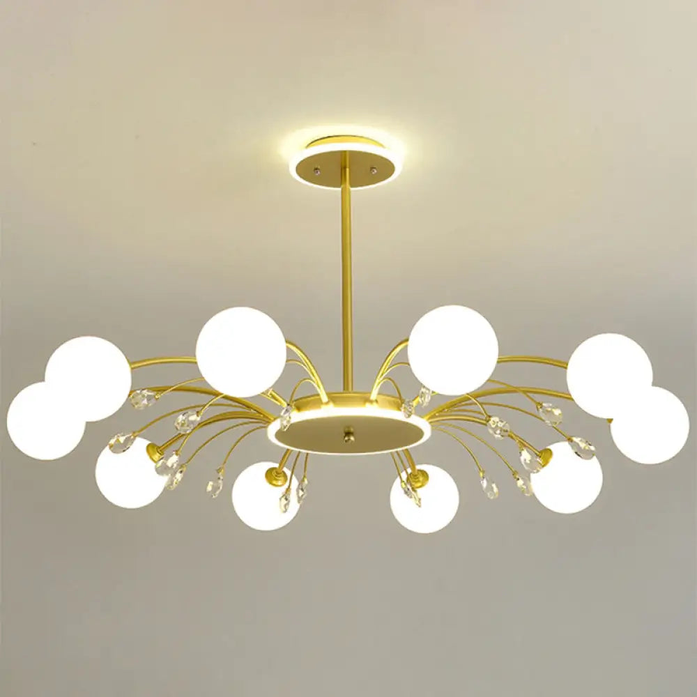 Modern Milk Glass Spherical Chandelier - Stylish Hanging Ceiling Lights For Living Room 10 / Gold